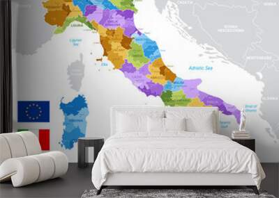 Vector Green Map of Italy Wall mural