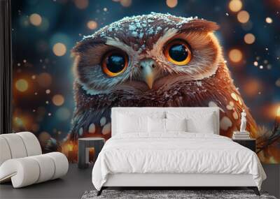 Festive owl Christmas lights
 Wall mural