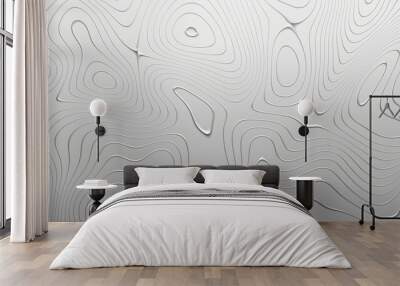 Abstract white wavy contour lines on a textured surface Wall mural