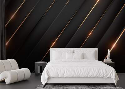 black gold stripe 3d rendering background. Wall mural