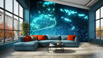 cloud computing circuit board background Wall mural