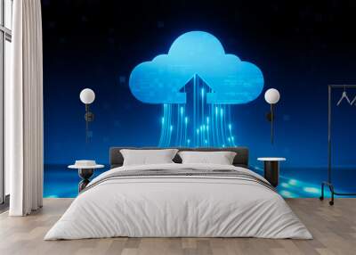 cloud technology line light upload speed. Wall mural