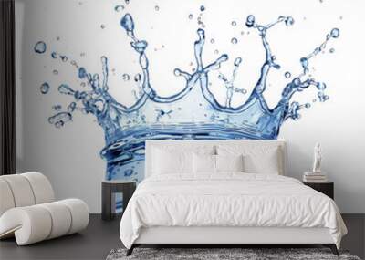 High-resolution image of a water splash resembling a crown, showcasing dynamic movement and liquid details. Ideal for commercial use. Isolated on transparent background. Wall mural