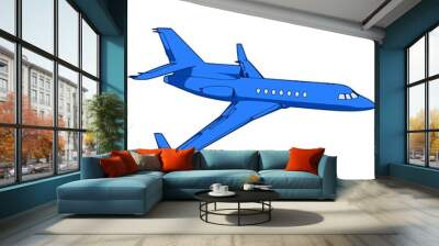 blue business long range trijet falcon with view from the right isolated on whie background
vector illustration Wall mural