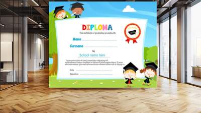 Children With Diploma Wall mural