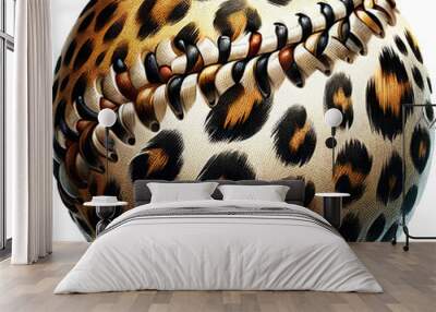 Baseball with leopard print pattern Wall mural