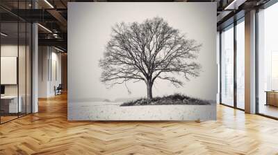 silhouette of oak tree Wall mural