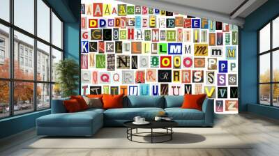 newspaper alphabet cut out on white backgroud Wall mural