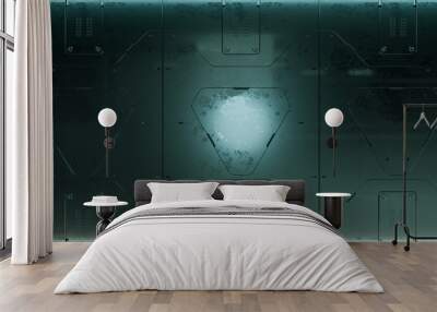 3d render sci-fi metal panel surfaces. Future background with complex forms and shapes. Technology illustration. Wall mural