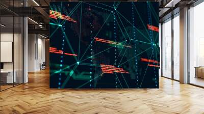 3D rendering. Abstract background concept of cyber security and attack, system crash. Wall mural