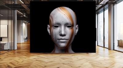 Concept of mistic mask or face. 3d illustration Wall mural