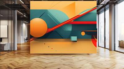 Abstract geometric shapes and lines creating a trendy background  Wall mural