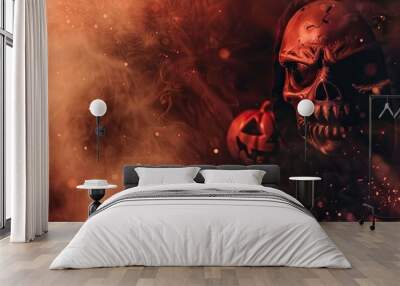 Halloween horror party banner template with copyspace Wall mural