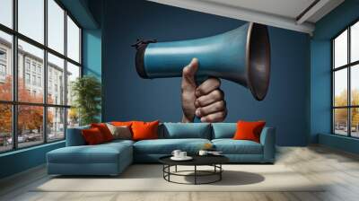 hand holding megaphone announcement concept promotion and advertising concept Wall mural