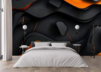 Minimalistic black and orange abstract background with clean lines Wall mural