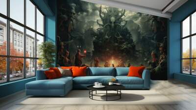 mystical forest and sacrifice to the gods Wall mural