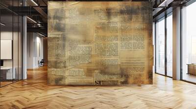 Newspaper paper grunge vintage old aged texture background Unreadable news horizontal page with place for text Wall mural