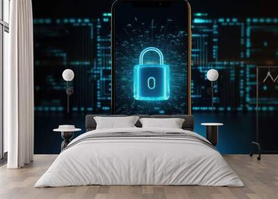 Password entered on smartphone privacy concept Mobile phone personal data and cyber security threat concept Wall mural