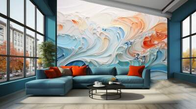 Sea waves and shells in an abstract interpretation  Wall mural