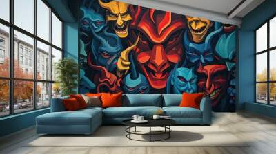 Symbolic image of demons in abstract style Wall mural