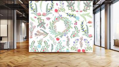 Vector Collection of Vintage Style Hand Drawn Florals - Great fo Wall mural