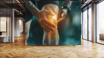 athlete or spot people  having knee injury due to ligament inflammation, knee pain due to exercise, massage, muscle relaxation, rheumatoid arthritis, gait disturbance, rheumatoid arthritis Wall mural