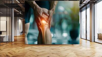 athlete or spot people  having knee injury due to ligament inflammation, knee pain due to exercise, massage, muscle relaxation, rheumatoid arthritis, gait disturbance, rheumatoid arthritis Wall mural