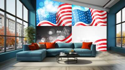 creative set of american flag design of 4th july independence da Wall mural