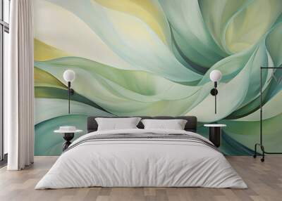 Abstract Soft Green Leaves Background - Celadon Pastel Oil Paint Texture Wallpaper - Generative AI Wall mural