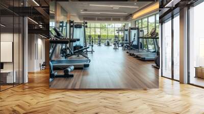 Modern fitness gym with advanced workout equipment, clean interiors, and a motivational atmosphere Wall mural