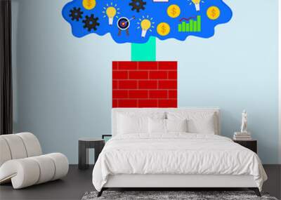 Business computer technology device access cloud internet with safety information Wall mural