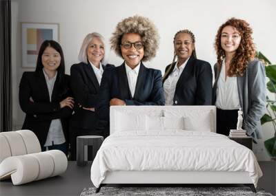 group multiracial business women meeting with arms crossed - business concept - Wall mural