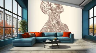 engraving vintage vascular system. Wall mural