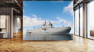 military ship and blue sky. Wall mural