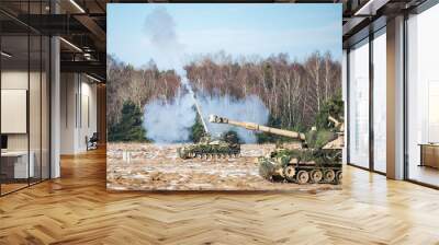 American howitzer paladin firing Wall mural