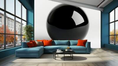 black ball isolated on white Wall mural