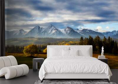 Beautiful autumn landscape of Tatry mountains Wall mural