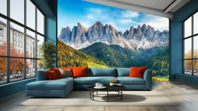 Beautiful landscape of Italian dolomites - Santa maddalena Wall mural