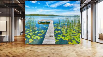 Beautiful summer day on masuria lake district in Poland Wall mural