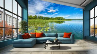 Beautiful summer day on masuria lake district in Poland Wall mural