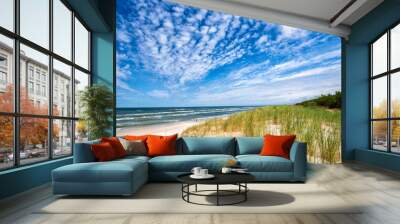 Beautiful summer landscape of sea coast and dunes Wall mural