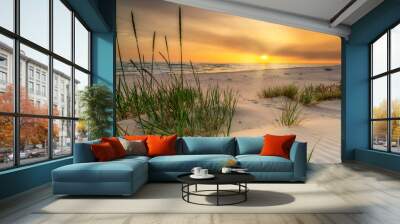 Beautiful summer sunset over beach at the sea Wall mural