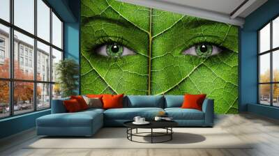 face with leaf texture Wall mural