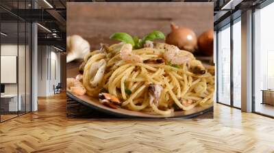 Spaghetti pasta with seafood Wall mural