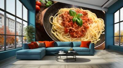 Tasty homemade spaghetti bolognese Wall mural