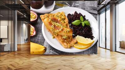 Traditional madeira dish - scabbardfish with bananas and passion fruit Wall mural