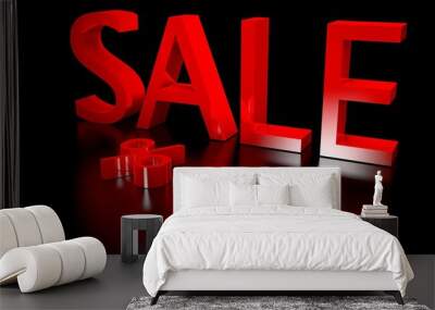 3d render of final SALE sign in red shiny letters. Wall mural