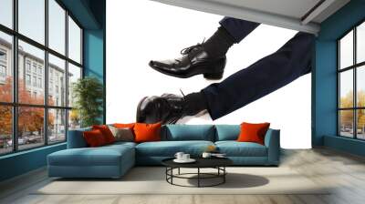 Close-up of businessman feet in black boots Wall mural