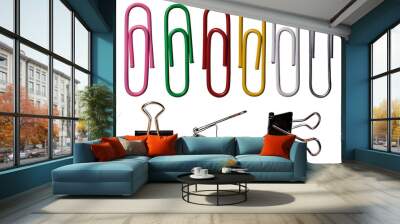 Paper clips and clips for archiving documents. Wall mural