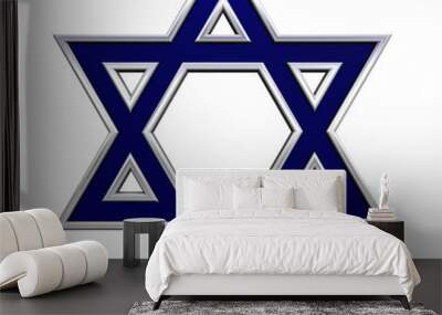 Blue with chrome frame Judaism religious symbol Wall mural